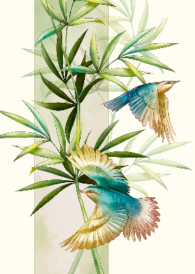 Store enrouleur occultant avec motif d'oiseaux dans les feuilles