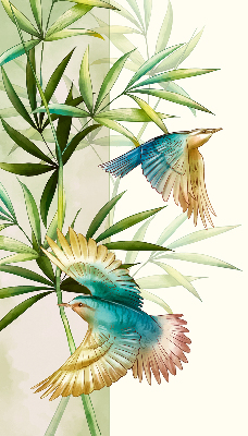 Store enrouleur occultant avec motif d'oiseaux dans les feuilles