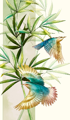 Store enrouleur occultant avec motif d'oiseaux dans les feuilles