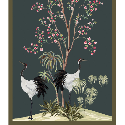 Store occultant fenêtre avec motif d’oiseaux près du rosier
