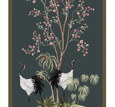 Store occultant fenêtre avec motif d’oiseaux près du rosier