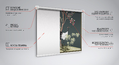Store occultant fenêtre avec motif d’oiseaux près du rosier