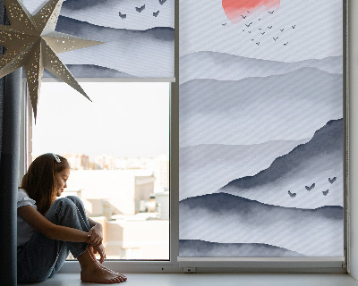 Store fenêtre intérieur dans le motif Montagnes dans le brouillard