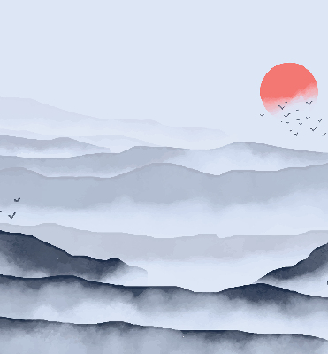 Store fenêtre intérieur dans le motif Montagnes dans le brouillard