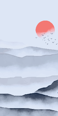 Store fenêtre intérieur dans le motif Montagnes dans le brouillard