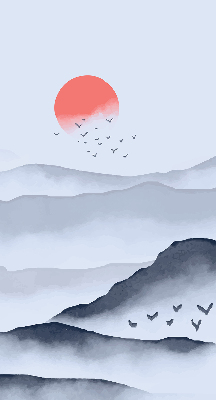 Store fenêtre intérieur dans le motif Montagnes dans le brouillard