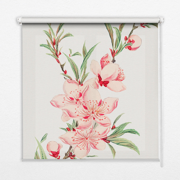 Store occultant fenêtre à fleurs roses