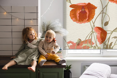 Store enrouleur occultant avec motif coquelicots
