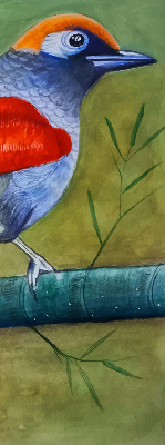 Store enrouleur occultant avec motif d’un oiseau sur une branche