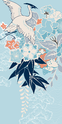Store occultant fenêtre avec motif d’héron dans les fleurs