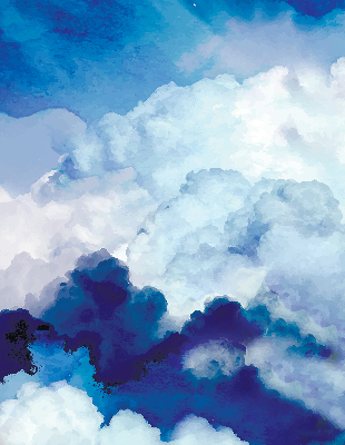 Store occultant fenêtre avec motif nuages