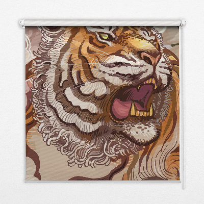 Store enrouleur occultant avec motif tigre dans les fleurs