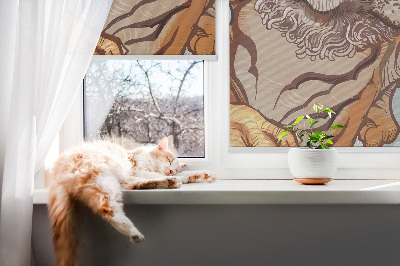 Store enrouleur occultant avec motif tigre dans les fleurs