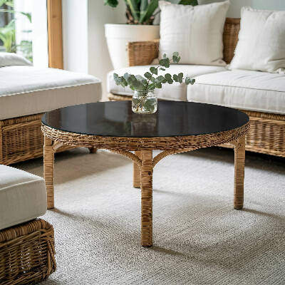 Plateau en verre rond avec impression Noir uniforme élégant