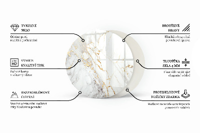 Plateau en verre rond Composition graphique marbrée