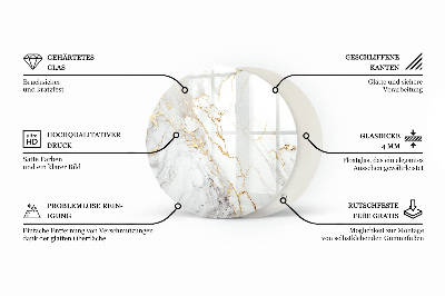 Plateau en verre rond Composition graphique marbrée