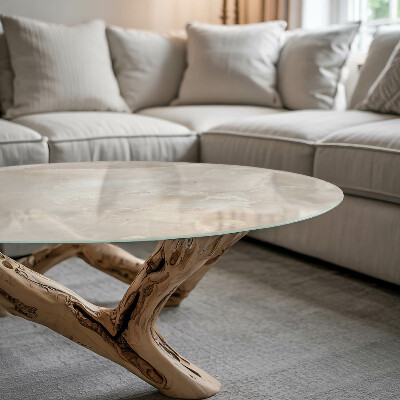 Plateau en verre rond Composition graphique marbrée