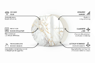 Plateau en verre rond Composition graphique marbrée