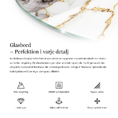 Plateau en verre rond Composition graphique marbrée