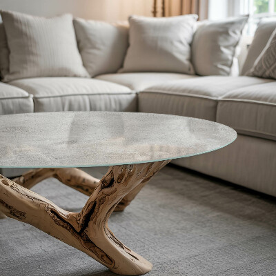 Plateau en verre rond avec impression Rayures sur surface en béton