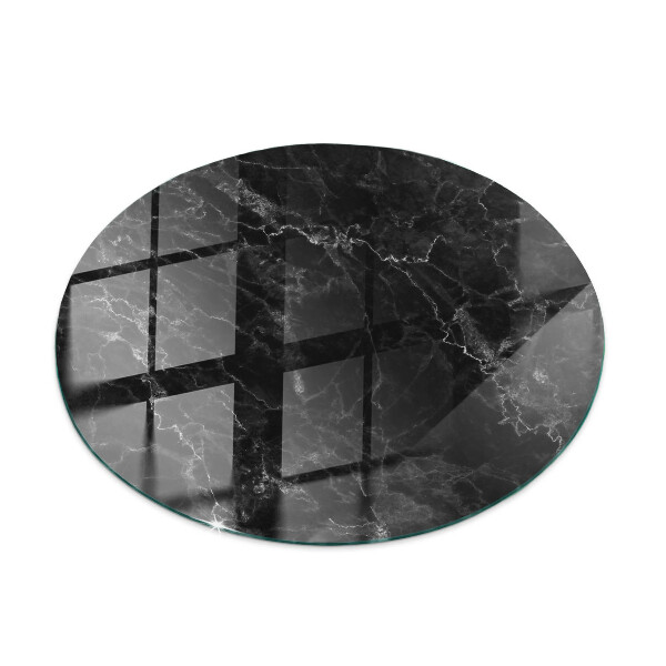 Plateau en verre rond avec impression Marbre avec veines délicates