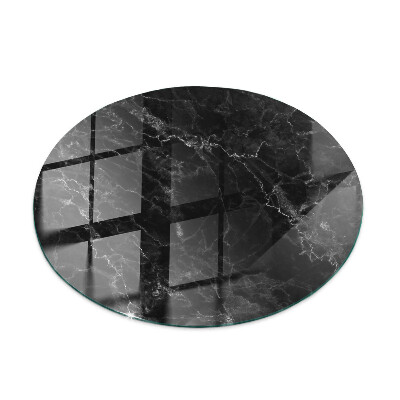 Plateau en verre rond avec impression Marbre avec veines délicates