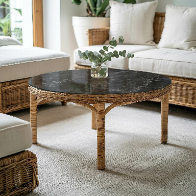 Plateau en verre rond avec impression Marbre avec veines délicates