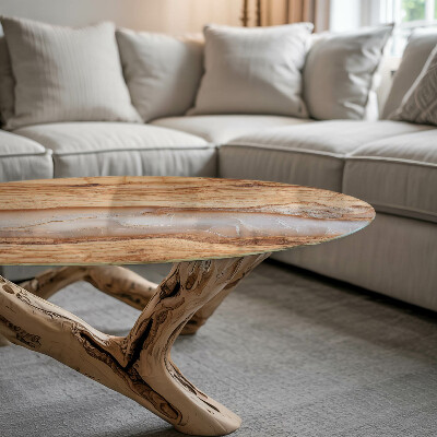 Plateau en verre avec impression Bois en harmonie avec la résine