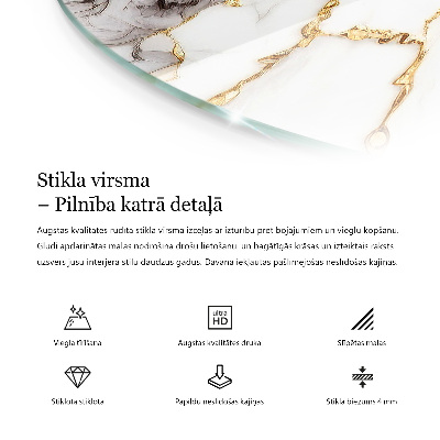 Plateau en verre rond Veines marbrées dans le design