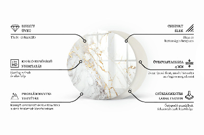 Plateau en verre rond Motif marbré élégant