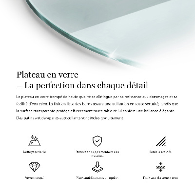 Plateau en verre rond transparent