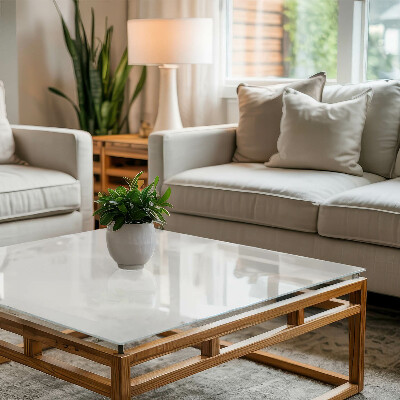 Plateau en verre décoratif avec impression Blanc pur