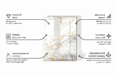 Plateau en verre décoratif avec impression Blanc pur