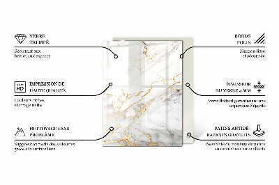 Plateau en verre décoratif avec impression Blanc pur