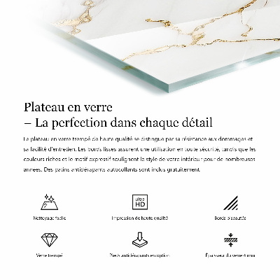 Plateau en verre décoratif avec impression Blanc pur