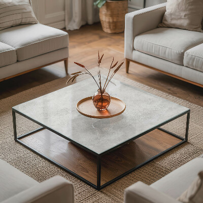 Plateau en verre rectangulaire avec impression Rayures sur surface en béton