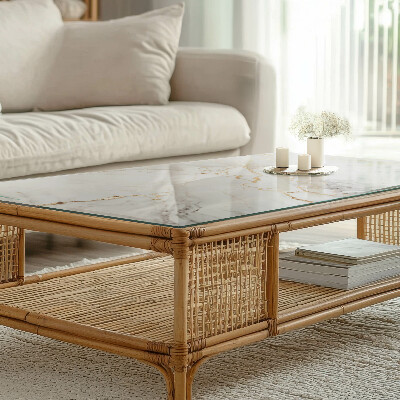 Plateau en verre rectangulaire avec impression Veines marbrées subtiles