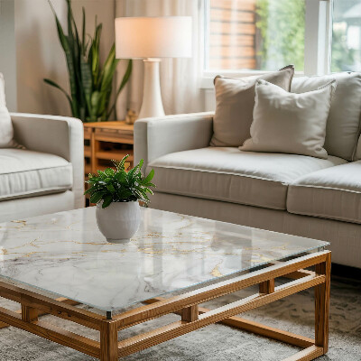 Plateau en verre rectangulaire avec impression Veines marbrées subtiles