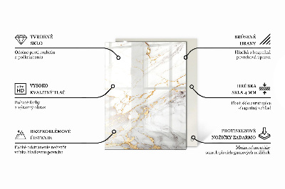 Plateau en verre rectangulaire avec impression Veines marbrées subtiles