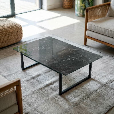 Plateau en verre rectangulaire avec impression Marbre avec veines délicates