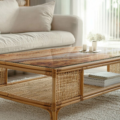 Plateau en verre décoratif avec impression Bois en harmonie avec la résine