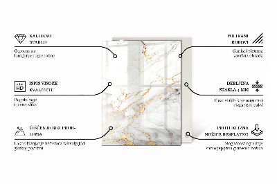 Plateau en verre rectangulaire Motif marbré élégant