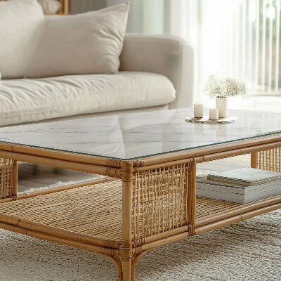 Plateau en verre rectangulaire avec impression Motif imitant le marbre