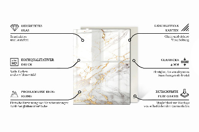 Plateau en verre rectangulaire avec impression Motif imitant le marbre