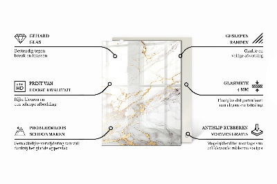 Plateau en verre rectangulaire avec impression Motif imitant le marbre