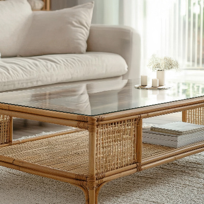 Plateau en verre rectangulaire transparent