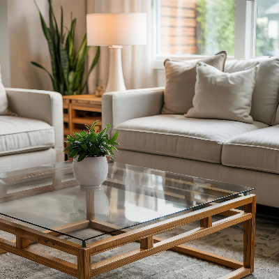 Plateau en verre rectangulaire transparent