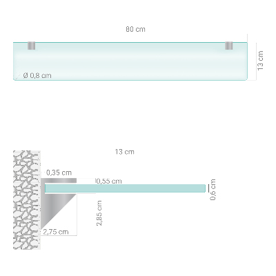 Étagère sous miroir en verre Semi-transparente