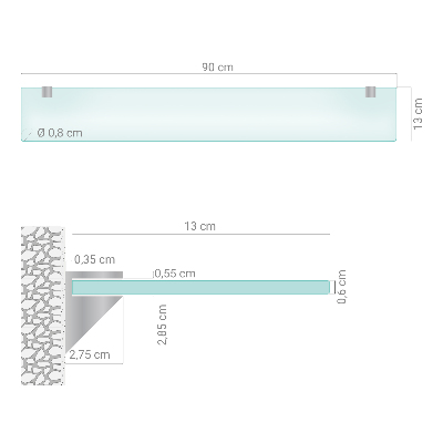 Étagère sous miroir en verre Semi-transparente