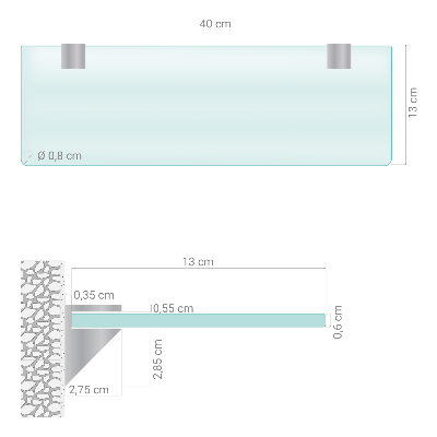 Étagère sous miroir en verre Semi-transparente